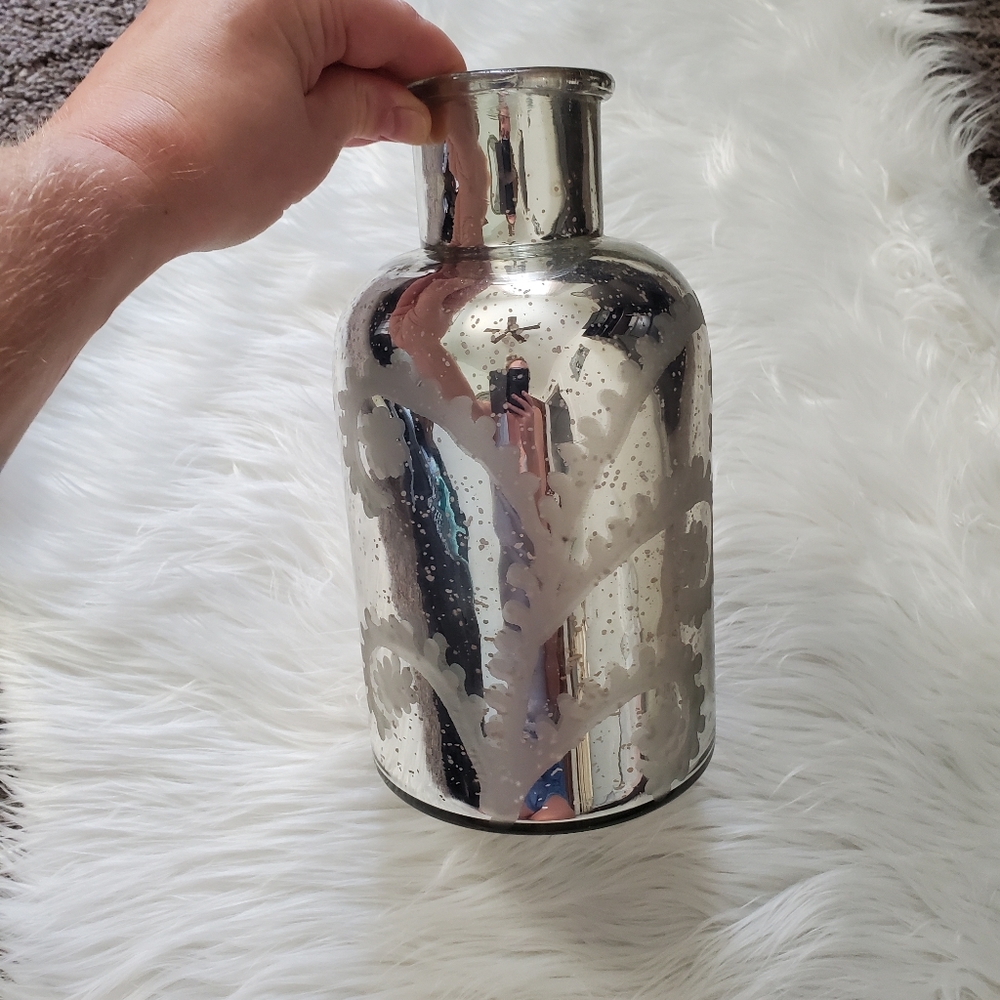 Silver mercury glass vase!
